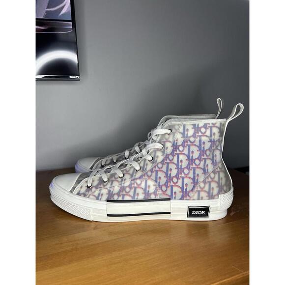 Dior B23 High Top Sneakers Size 48 White Red Blue - Picture 1 of 6